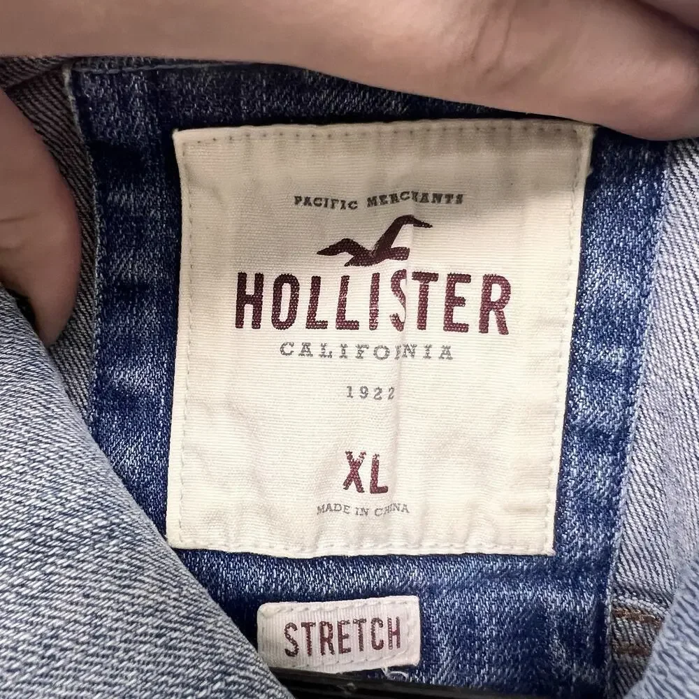 Hollister Jean Jacket Size XL Stone Washed Vintage Outerwear Y2K NOC3839